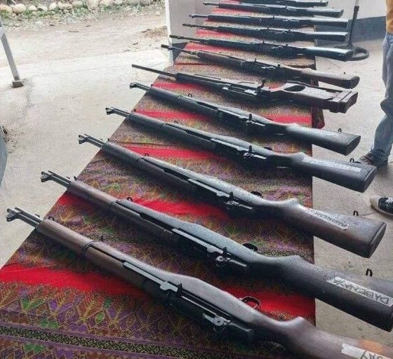 The 13 firearms surrendered by residents of Mamasapano Maguindanao del Sur